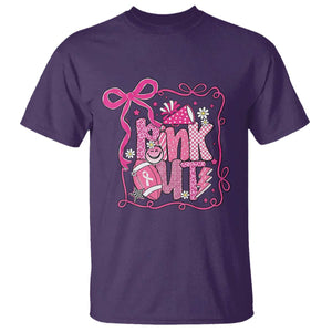 Pink Out T Shirt Football Support Breast Cancer Gift TS12 Purple Print Your Wear