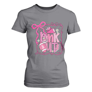Pink Out T Shirt For Women Football Support Breast Cancer Gift TS12 Charcoal Print Your Wear
