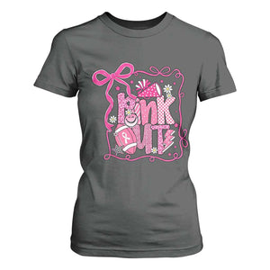 Pink Out T Shirt For Women Football Support Breast Cancer Gift TS12 Dark Heather Print Your Wear
