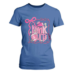 Pink Out T Shirt For Women Football Support Breast Cancer Gift TS12 Royal Blue Print Your Wear