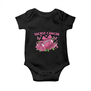 Tackle Cancer Baby Onesie Football Breast Cancer Awareness Pink Ribbon TS12 Black Print Your Wear