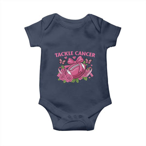 Tackle Cancer Baby Onesie Football Breast Cancer Awareness Pink Ribbon TS12 Navy Print Your Wear