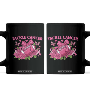 Tackle Cancer Coffee Mug Football Breast Cancer Awareness Pink Ribbon TS12 Black Print Your Wear