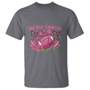 Tackle Cancer T Shirt Football Breast Cancer Awareness Pink Ribbon TS12 Charcoal Print Your Wear