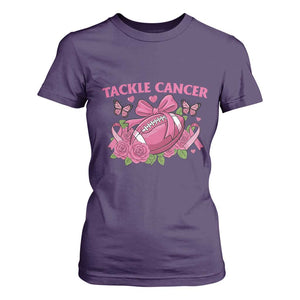 Tackle Cancer T Shirt For Women Football Breast Cancer Awareness Pink Ribbon TS12 Purple Print Your Wear