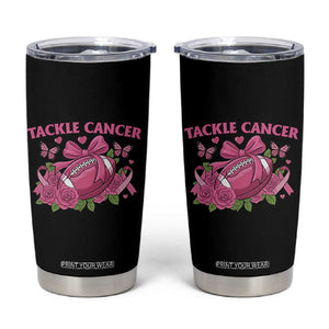 Tackle Cancer Tumbler Cup Football Breast Cancer Awareness Pink Ribbon TS12 Black Print Your Wear