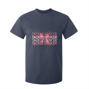 October Tackle Cancer Football Breast Cancer Awareness T Shirt For Kid TS12 Navy Print Your Wear