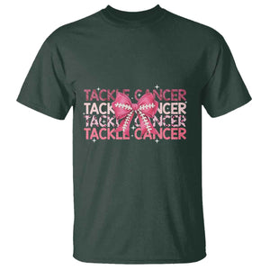October Tackle Cancer Football Breast Cancer Awareness T Shirt TS12 Dark Forest Green Print Your Wear