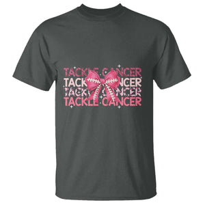 October Tackle Cancer Football Breast Cancer Awareness T Shirt TS12 Dark Heather Print Your Wear