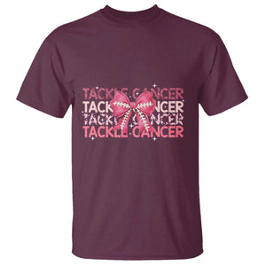 October Tackle Cancer Football Breast Cancer Awareness T Shirt TS12 Maroon Print Your Wear