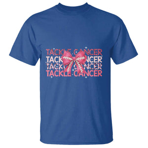 October Tackle Cancer Football Breast Cancer Awareness T Shirt TS12 Royal Blue Print Your Wear