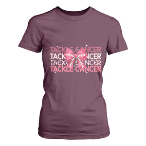 October Tackle Cancer Football Breast Cancer Awareness T Shirt For Women TS12 Maroon Print Your Wear