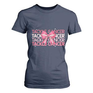 October Tackle Cancer Football Breast Cancer Awareness T Shirt For Women TS12 Navy Print Your Wear
