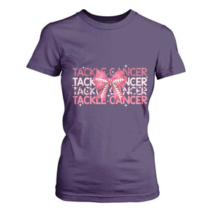 October Tackle Cancer Football Breast Cancer Awareness T Shirt For Women TS12 Purple Print Your Wear