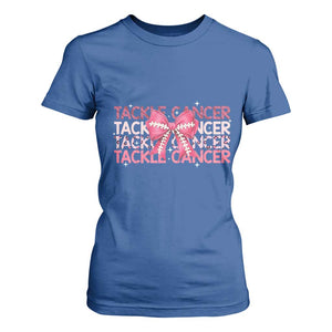 October Tackle Cancer Football Breast Cancer Awareness T Shirt For Women TS12 Royal Blue Print Your Wear