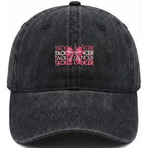 October Tackle Cancer Football Breast Cancer Awareness Washed Cotton Baseball Cap TS12 Print Your Wear
