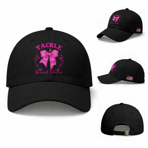 Tackle Breast Cancer Baseball Cap - Support Fight Faith Pink Ribbon TS12 Baseball Cap Universal Fit Black Print Your Wear