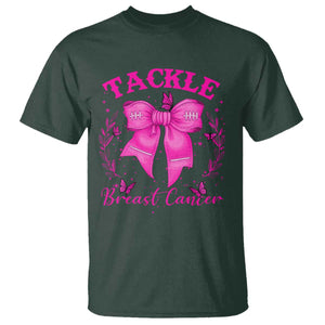 Tackle Breast Cancer T Shirt Support Fight Faith Pink Ribbon TS12 Dark Forest Green Print Your Wear