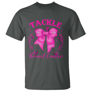 Tackle Breast Cancer T Shirt Support Fight Faith Pink Ribbon TS12 Dark Heather Print Your Wear