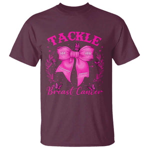 Tackle Breast Cancer T Shirt Support Fight Faith Pink Ribbon TS12 Maroon Print Your Wear
