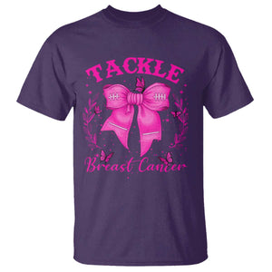 Tackle Breast Cancer T Shirt Support Fight Faith Pink Ribbon TS12 Purple Print Your Wear