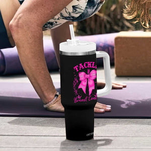 Tackle Breast Cancer Tumbler With Handle Support Fight Faith Pink Ribbon TS12 Print Your Wear