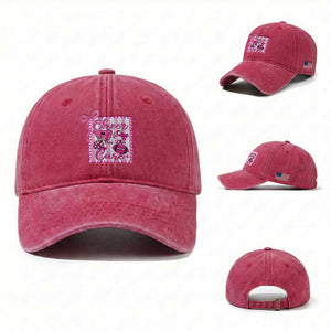 Cheer For The Cure Washed Cotton Baseball Cap Breast Cancer Awareness Football Gift TS12 Washed Cap Universal Fit Red Print Your Wear