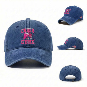 Breast Cancer Awareness Washed Cotton Baseball Cap Funny Cheer For The Cure Gift TS12 Washed Cap Universal Fit Royal Blue Print Your Wear
