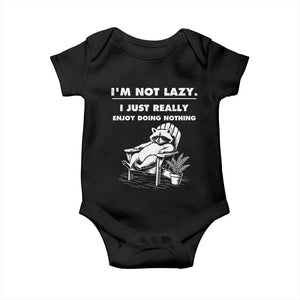 Lazy Raccoon Baby Onesie Funny I Am Not Lazy I Just Really Enjoy Doing Nothing TS12 Black Print Your Wear