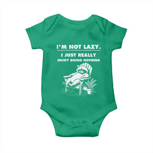 Lazy Raccoon Baby Onesie Funny I Am Not Lazy I Just Really Enjoy Doing Nothing TS12 Irish Green Print Your Wear