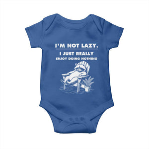 Lazy Raccoon Baby Onesie Funny I Am Not Lazy I Just Really Enjoy Doing Nothing TS12 Royal Blue Print Your Wear