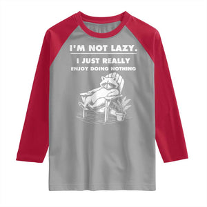 Lazy Raccoon Raglan Shirt Funny I Am Not Lazy I Just Really Enjoy Doing Nothing TS12 Sport Gray Red Print Your Wear