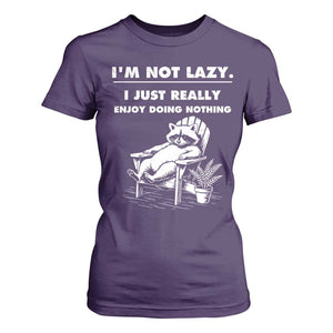 Lazy Raccoon T Shirt For Women Funny I Am Not Lazy I Just Really Enjoy Doing Nothing TS12 Purple Print Your Wear