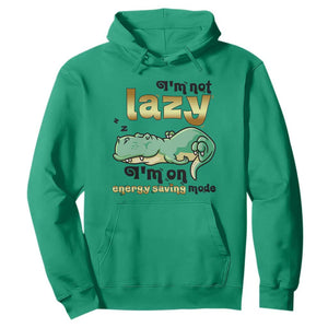 Funny Dinosaur Lover Hoodie I Am Not Lazy I Am On Energy Saving Mode TS12 Irish Green Print Your Wear