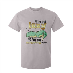 Funny Dinosaur Lover T Shirt For Kid I Am Not Lazy I Am On Energy Saving Mode TS12 Ice Gray Print Your Wear
