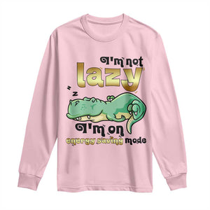 Funny Dinosaur Lover Long Sleeve Shirt I Am Not Lazy I Am On Energy Saving Mode TS12 Light Pink Print Your Wear