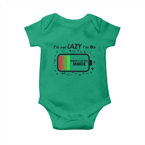Funny Sarcastic Saying Baby Onesie I Am On Energy Saving Mode TS12 Irish Green Print Your Wear