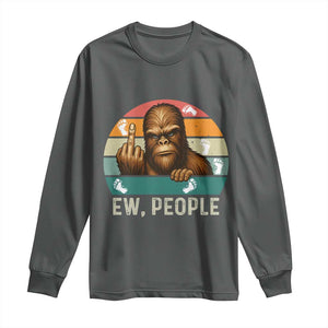 Bigfoot Lover Long Sleeve Shirt Funny Ew People Retro Sunset Design TS12 Dark Heather Print Your Wear