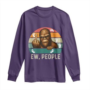 Bigfoot Lover Long Sleeve Shirt Funny Ew People Retro Sunset Design TS12 Purple Print Your Wear