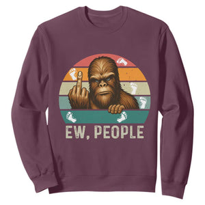 Bigfoot Lover Sweatshirt Funny Ew People Retro Sunset Design TS12 Maroon Print Your Wear
