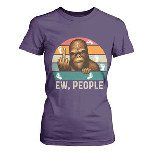 Bigfoot Lover T Shirt For Women Funny Ew People Retro Sunset Design TS12 Purple Print Your Wear