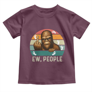 Bigfoot Lover Toddler T Shirt Funny Ew People Retro Sunset Design TS12 Maroon Print Your Wear