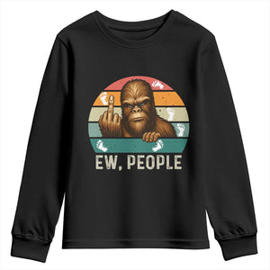 Bigfoot Lover Youth Sweatshirt Funny Ew People Retro Sunset Design TS12 Black Print Your Wear