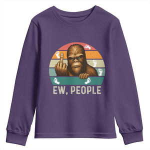 Bigfoot Lover Youth Sweatshirt Funny Ew People Retro Sunset Design TS12 Purple Print Your Wear