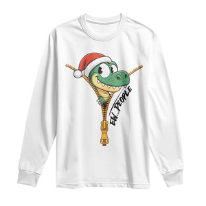 Funny Christmas Dinosaur Long Sleeve Shirt Ew People Xmas Gift TS12 White Print Your Wear