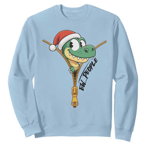 Funny Christmas Dinosaur Sweatshirt Ew People Xmas Gift TS12 Light Blue Print Your Wear