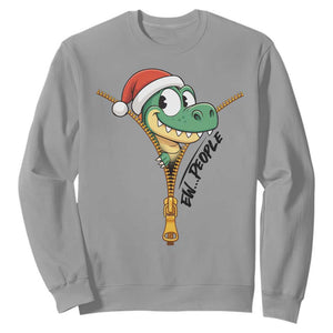 Funny Christmas Dinosaur Sweatshirt Ew People Xmas Gift TS12 Sport Gray Print Your Wear
