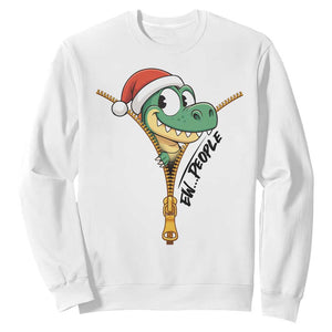 Funny Christmas Dinosaur Sweatshirt Ew People Xmas Gift TS12 White Print Your Wear