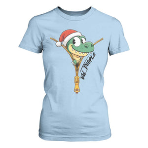 Funny Christmas Dinosaur T Shirt For Women Ew People Xmas Gift TS12 Light Blue Print Your Wear