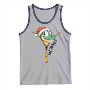 Funny Christmas Dinosaur Tank Top Ew People Xmas Gift TS12 Athletic Heather Navy Print Your Wear
